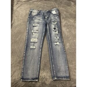 NO NAME TAG MEN'S BLUE DISTRESSED JEANS  36x30